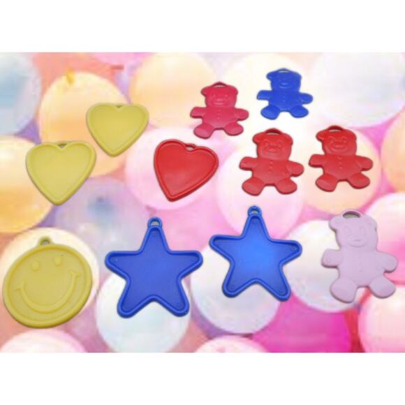 Vintage 1991 Zibi-Core Balloon Weight Lot: Teddy Bear, Star, Heart, Smiley - Picture 1 of 8